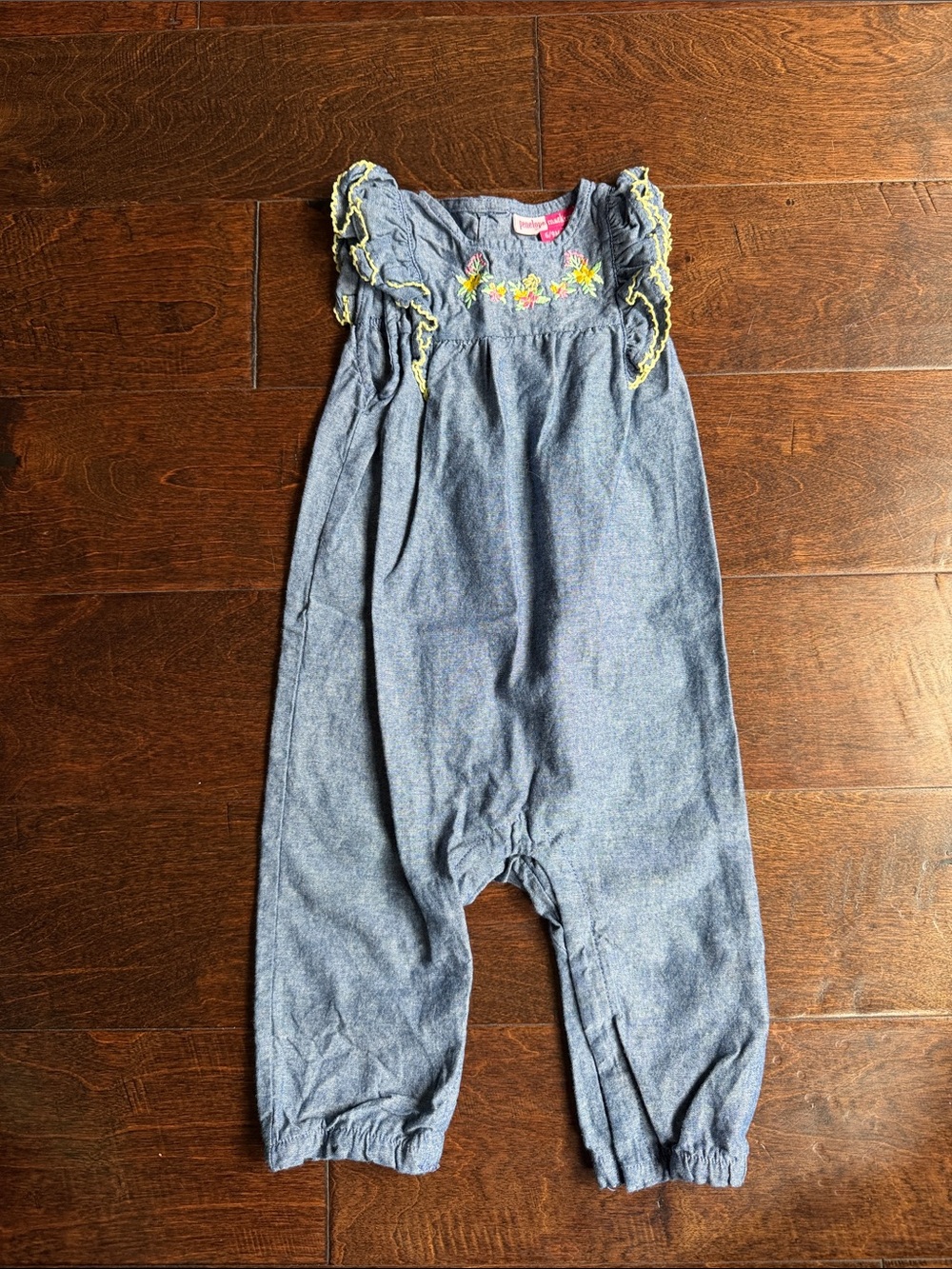 Penelope Mack Blue Chambray Romper 6-9M